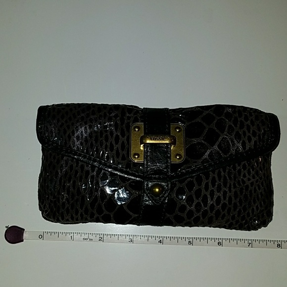 NWT FOSSIL BLACK LEATHER CLUTCH - Picture 5 of 6
